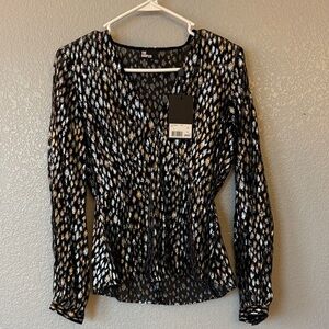 The Kooples Black and Silver Patterned Blouse